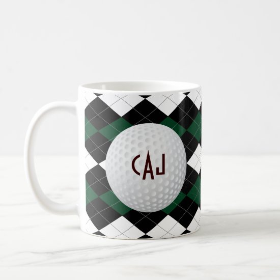 Plaid with Golf Ball, Personalized Coffee Mug
