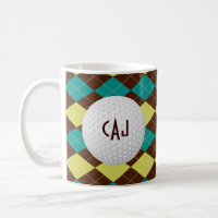 Plaid with Golf Ball, Personalized Coffee Mug