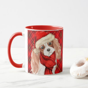 Plaid with King Charles Spaniel Christmas Dog Mug