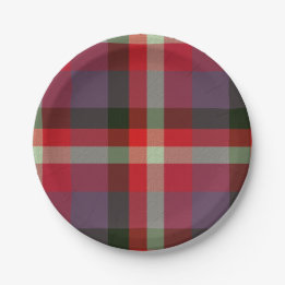 Plaid With Patterened Texture Paper Plates