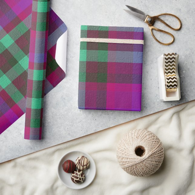 Plaid With Patterned Texture Wrapping Paper (Crafts)