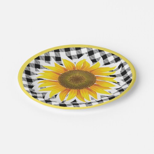 Plaid with sunflower paper plates