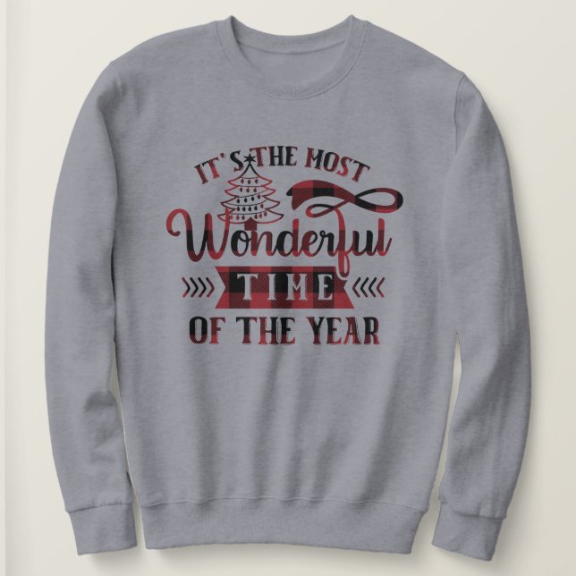 Plaid Wonderful Time of The Year Classic Christmas Sweatshirt (Design Front)