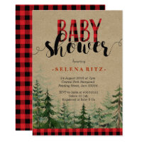 Plaid Wood Woodland Forest Lumberjack Baby Shower Card