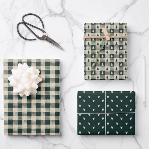 Plaid Woodland Green and Tan Collection Wrapping Paper Sheets