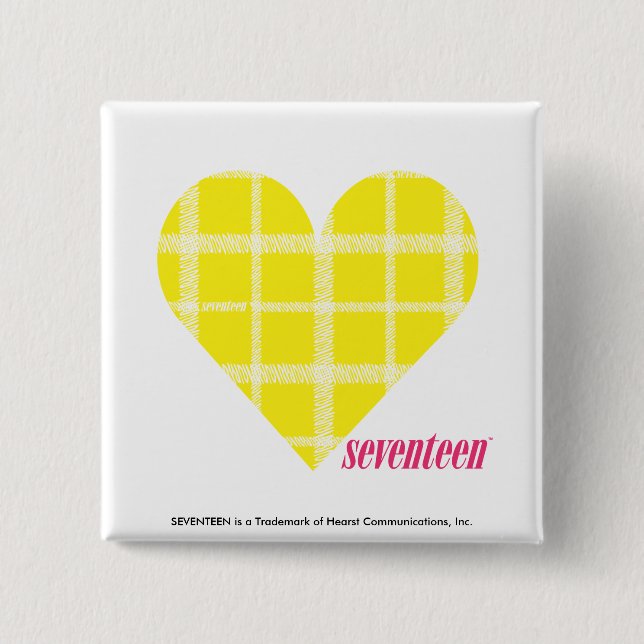 Plaid Yellow 2 Pinback Button (Front)