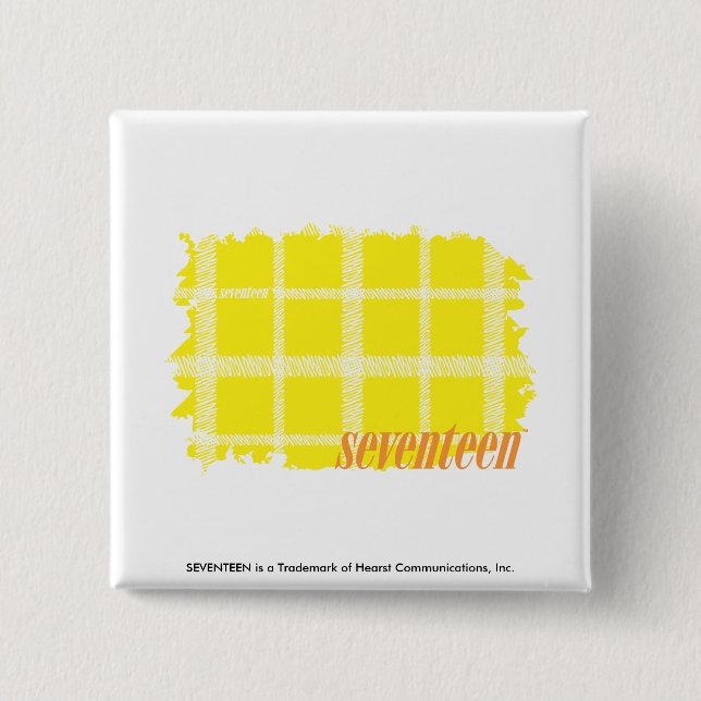 Plaid Yellow 3 Pinback Button (Front)