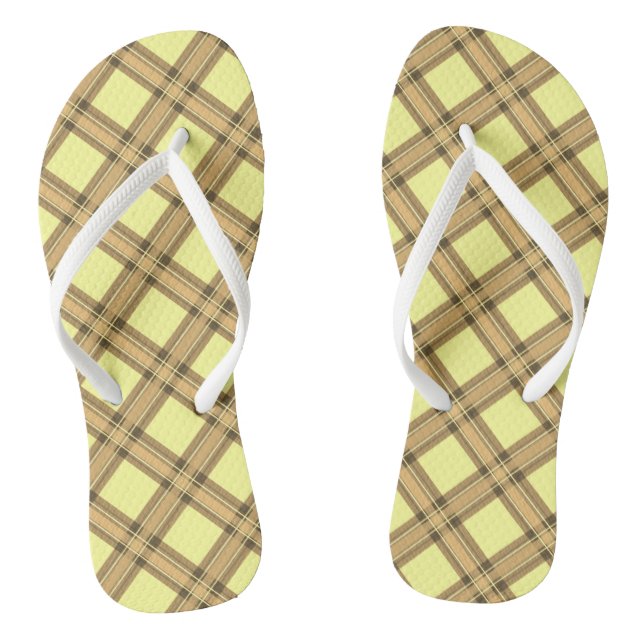 Plaid Yellow Flip Flops (Footbed)