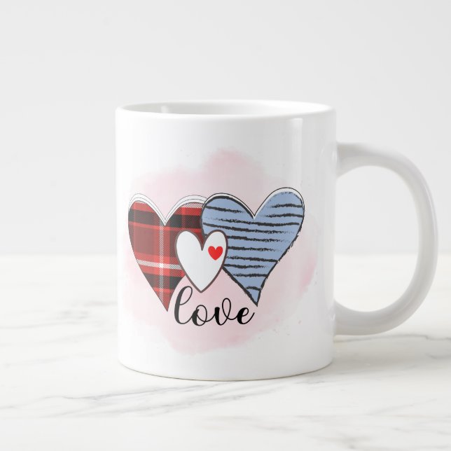 Plaid, Zebra & Love Script Giant Coffee Mug (Right)
