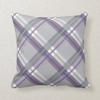 Plaids, Checks, Tartans Grey Green Lavender Throw Pillow
