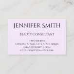 [ Thumbnail: Plain and Basic Beauty Consultant Business Card ]