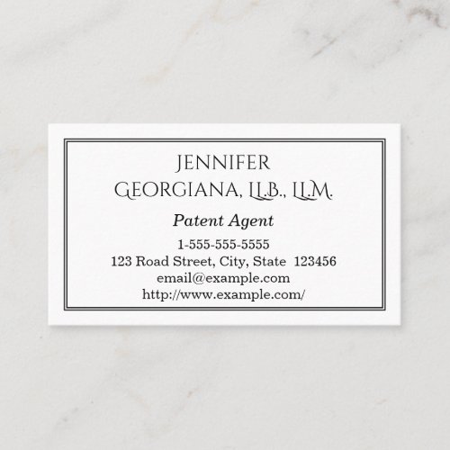 Plain and Classy Patent Agent Business Card