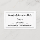 [ Thumbnail: Plain and Conservative Attorney Business Card ]