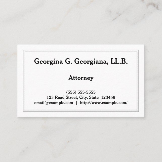 Plain and Conservative Attorney Business Card (Front)