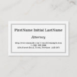 [ Thumbnail: Plain and Customizable Attorney Business Card ]