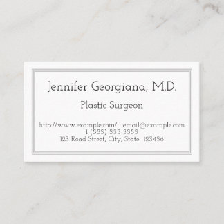 Plain and Elegant Plastic Surgeon Business Card