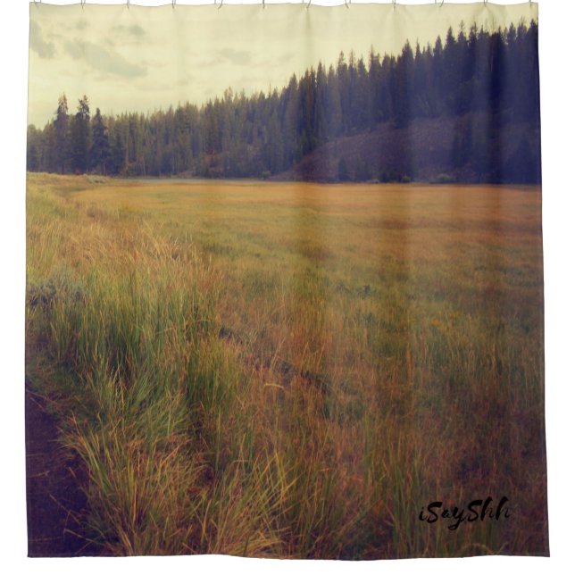 plain and forest shower curtain (Front)