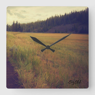 plain and forest square wall clock