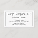 [ Thumbnail: Plain and Minimal Corporate Counsel Business Card ]
