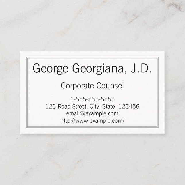 Plain and Minimal Corporate Counsel Business Card (Front)