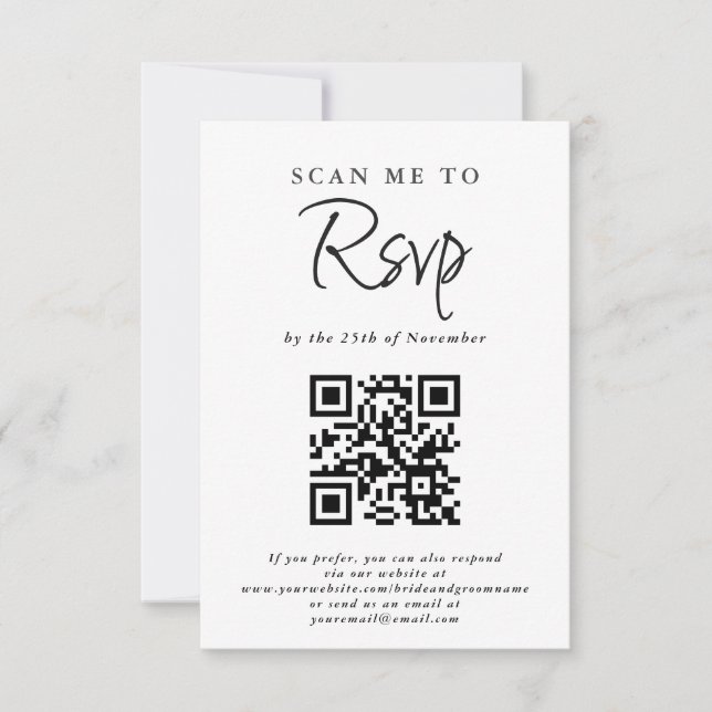 Plain and Simple Casual Wedding RSVP QR Code (Front)