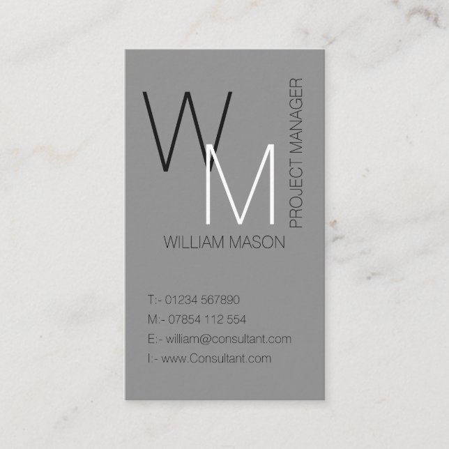 Plain and Simple Gray Professional Business Card (Front)