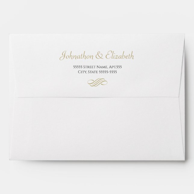 Plain and Simple White and Gold Classic Wedding Envelope (Back (Top Flap))