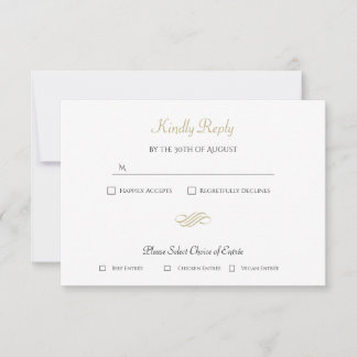 Plain and Simple White Gold Classic R.S.V.P. RSVP Card