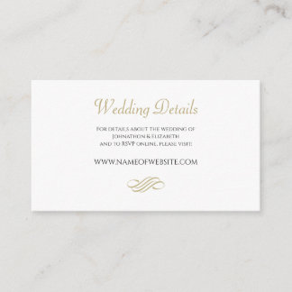 Plain and Simple White Gold Classic RSVP Responsse Enclosure Card