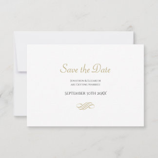 Plain and Simple White Gold Classic Save the Date