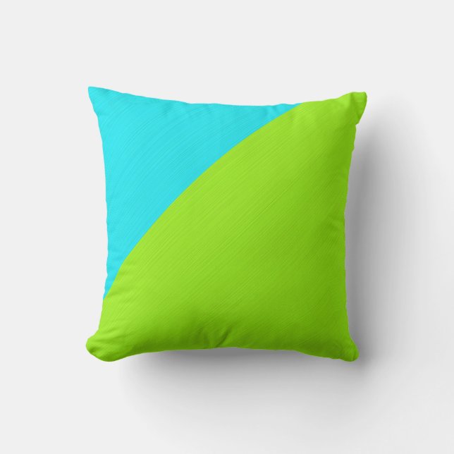 Plain aqua (cyan) and lime background throw pillow (Front)