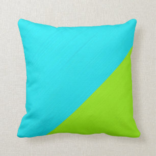 Plain aqua (cyan) and lime background throw pillow
