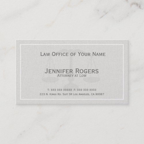 Plain Attorney At Law White Linen Texture Business Card