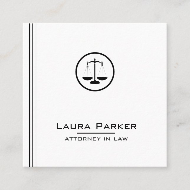 Plain Attorney Law Profession Classic Scale Simple Square Business Card (Front)