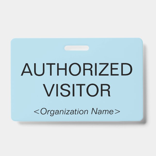 Plain "AUTHORIZED VISITOR" Badge (Front)