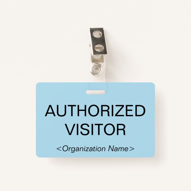 Plain "AUTHORIZED VISITOR" Badge (Front with Clip)