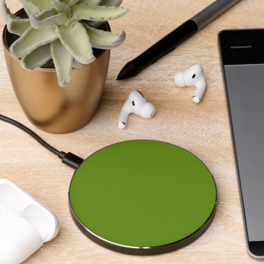 Plain Avocado Green Wireless Charger (Desk 2)