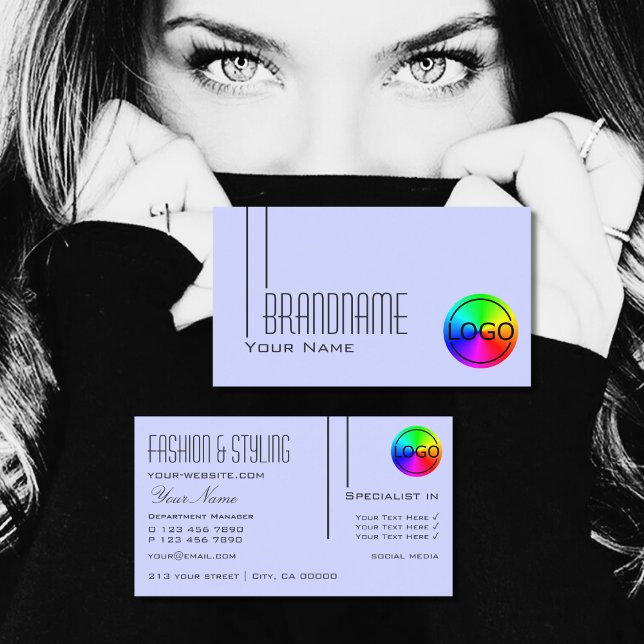 Plain Baby Blue with Logo Professional Simple Business Card (Creator Uploaded)
