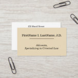 [ Thumbnail: Plain & Basic Advocate Business Card ]