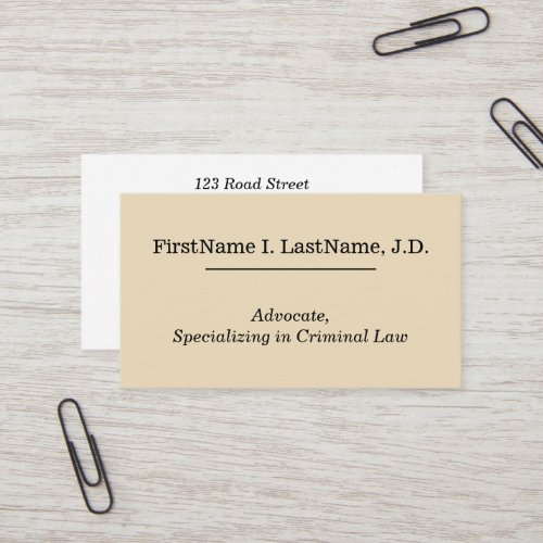 Plain  Basic Advocate Business Card