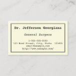 [ Thumbnail: Plain & Basic General Surgeon Business Card ]