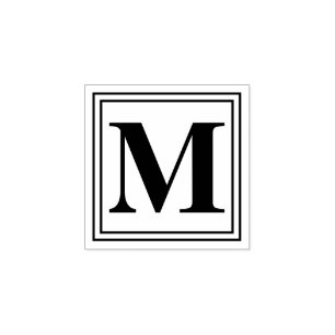 Plain Basic Monogram Initial Rubber Stamp