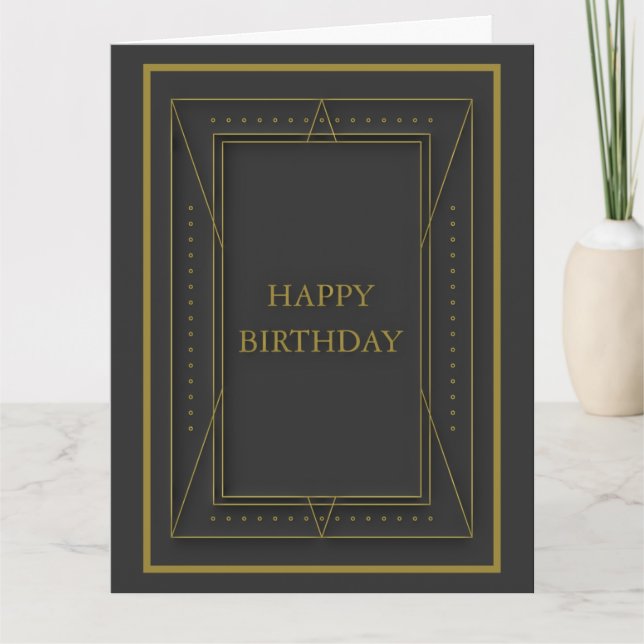 Plain black and gold birthday card (Front)