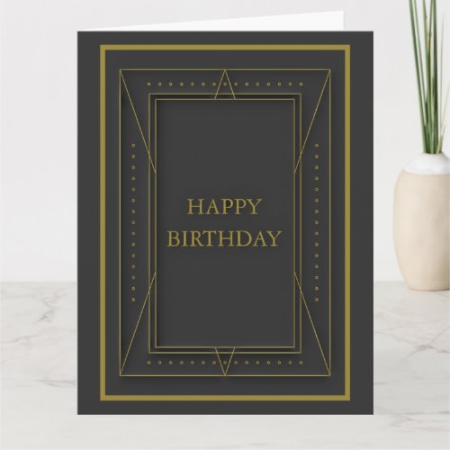 Plain black and gold birthday card