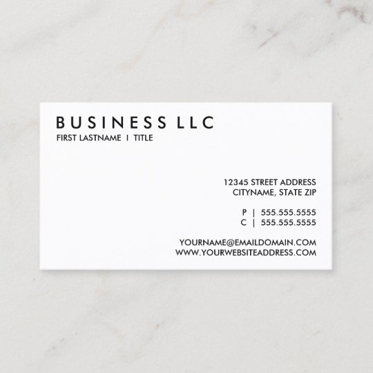 Plain Black And White Business Card