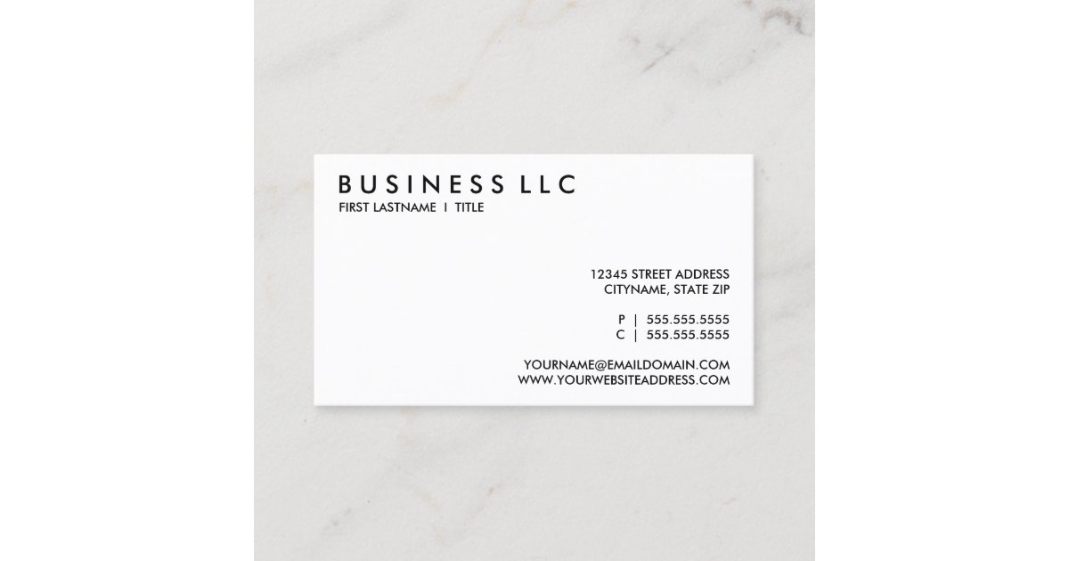 Plain Black And White Business Card