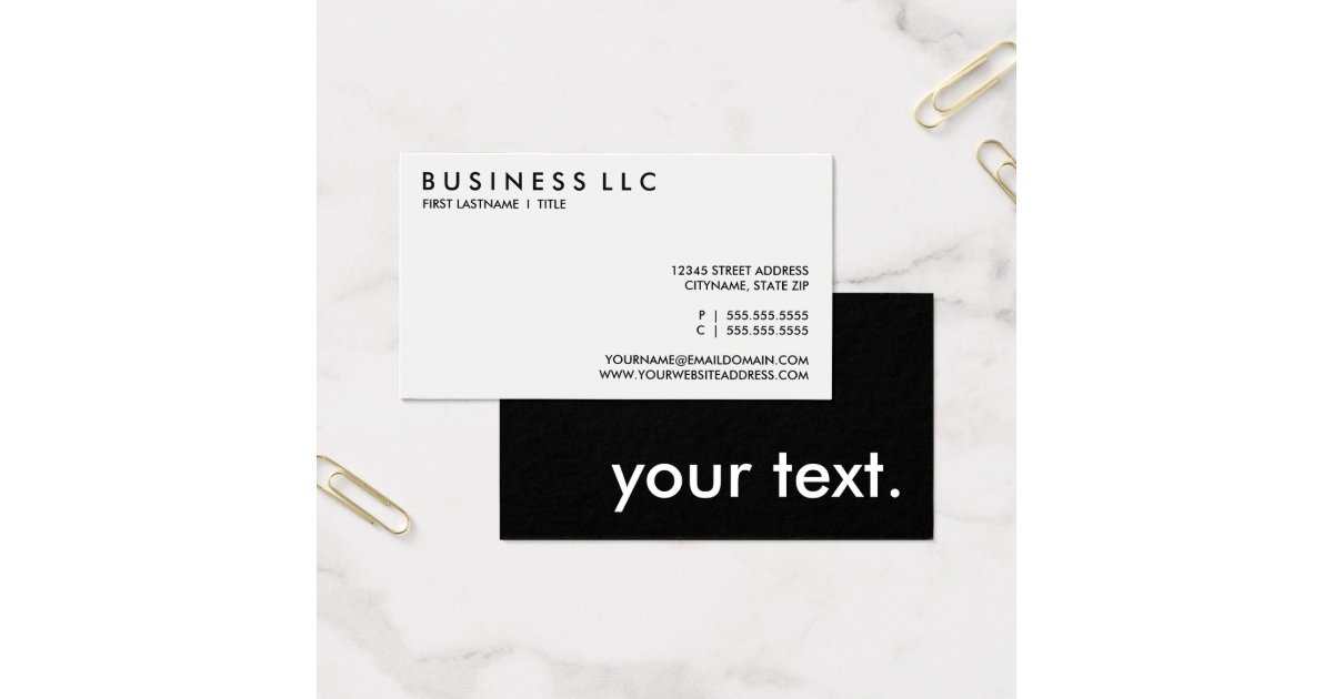 Plain Black And White Business Card