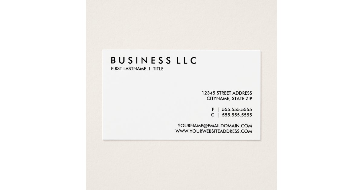 Plain Black And White Business Card