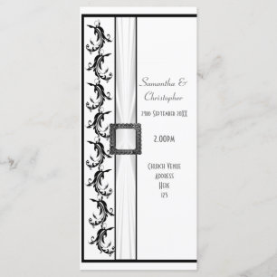 Plain black and white church wedding program