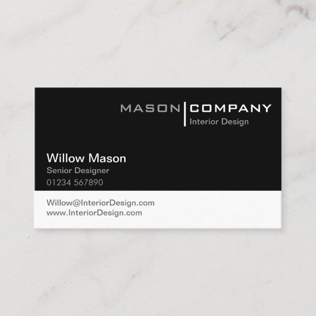 Plain Black and White Corporate Business Card (Front)